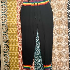 Black and rainbow Pride sweatpants